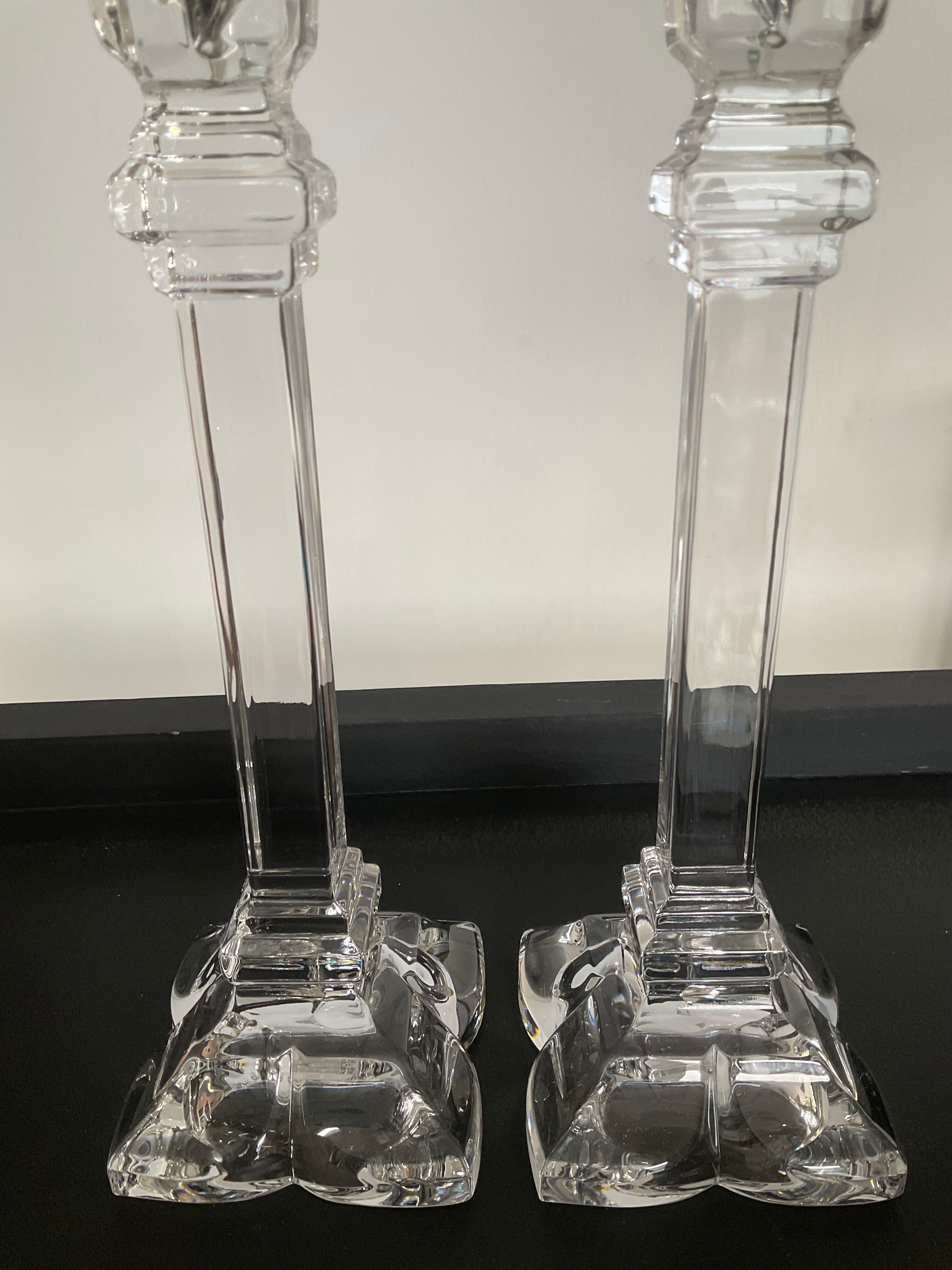Pair of vintage crystal torch candlesticks from the 70s