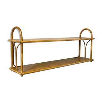 Wall shelf in light wood and rattan 1960s