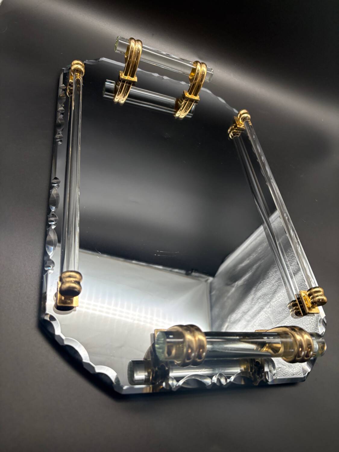 Beveled mirrored tray, Art Deco 1940, Saint-Gobain France