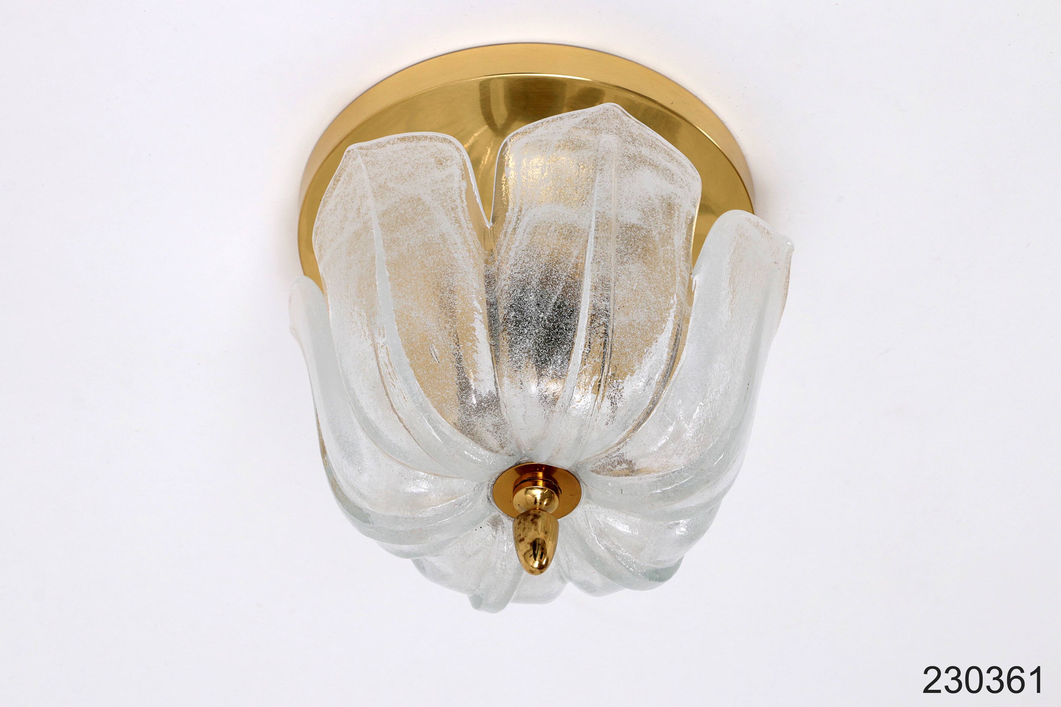 Small round ceiling lamp made of Murano glass Glashutte Limburg, Germany, 1970s