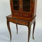 Meuble Napoléon III plaquage XIX eme style Louis XV bronze 2 portes tiroir