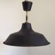 French Vintage 1950s Industrial Light In Black Metal White Enamal & Brass