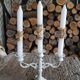 Candlestick candlestick 3 lights patinated white aged effect
