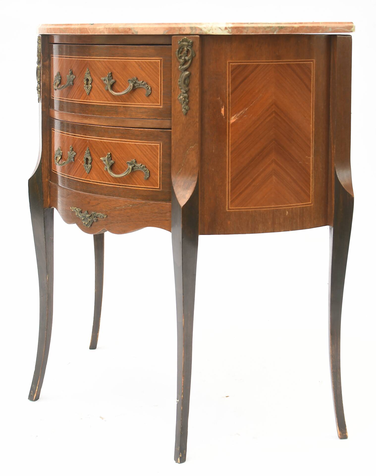 Transition style half-moon chest of drawers