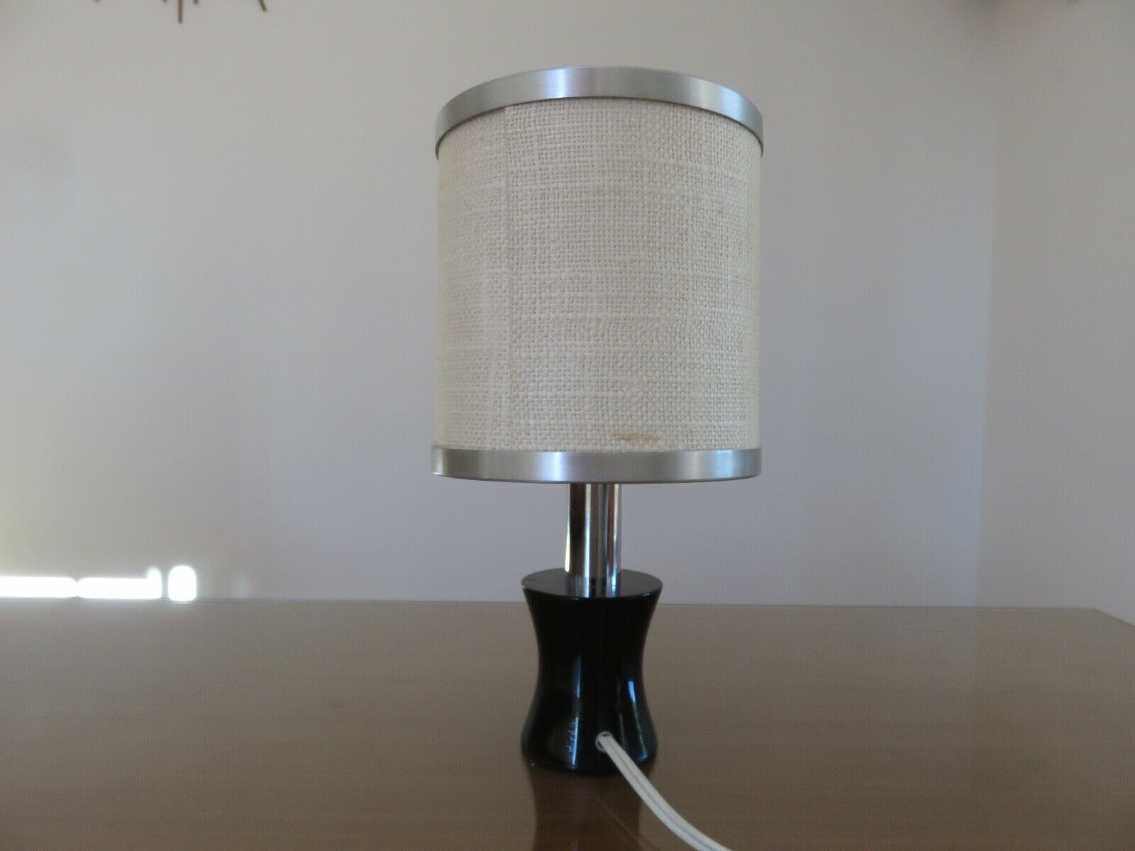 Lamp in black resin and chrome metal 70s