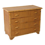 Bamboo and woven wicker chest of drawers, 1970s