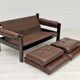 Scandinavian 2-seater sofa, original brown leather, 70s