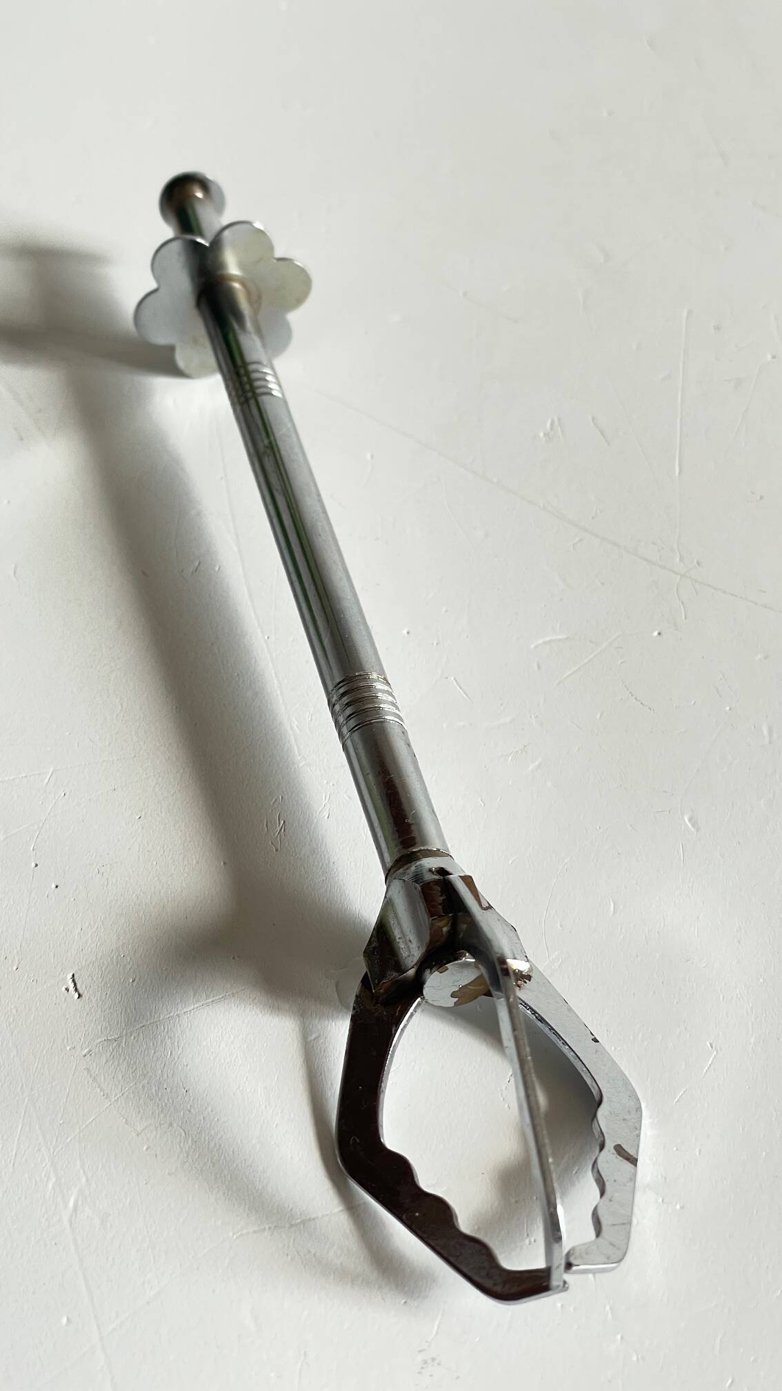 Long vintage chrome metal sugar tongs