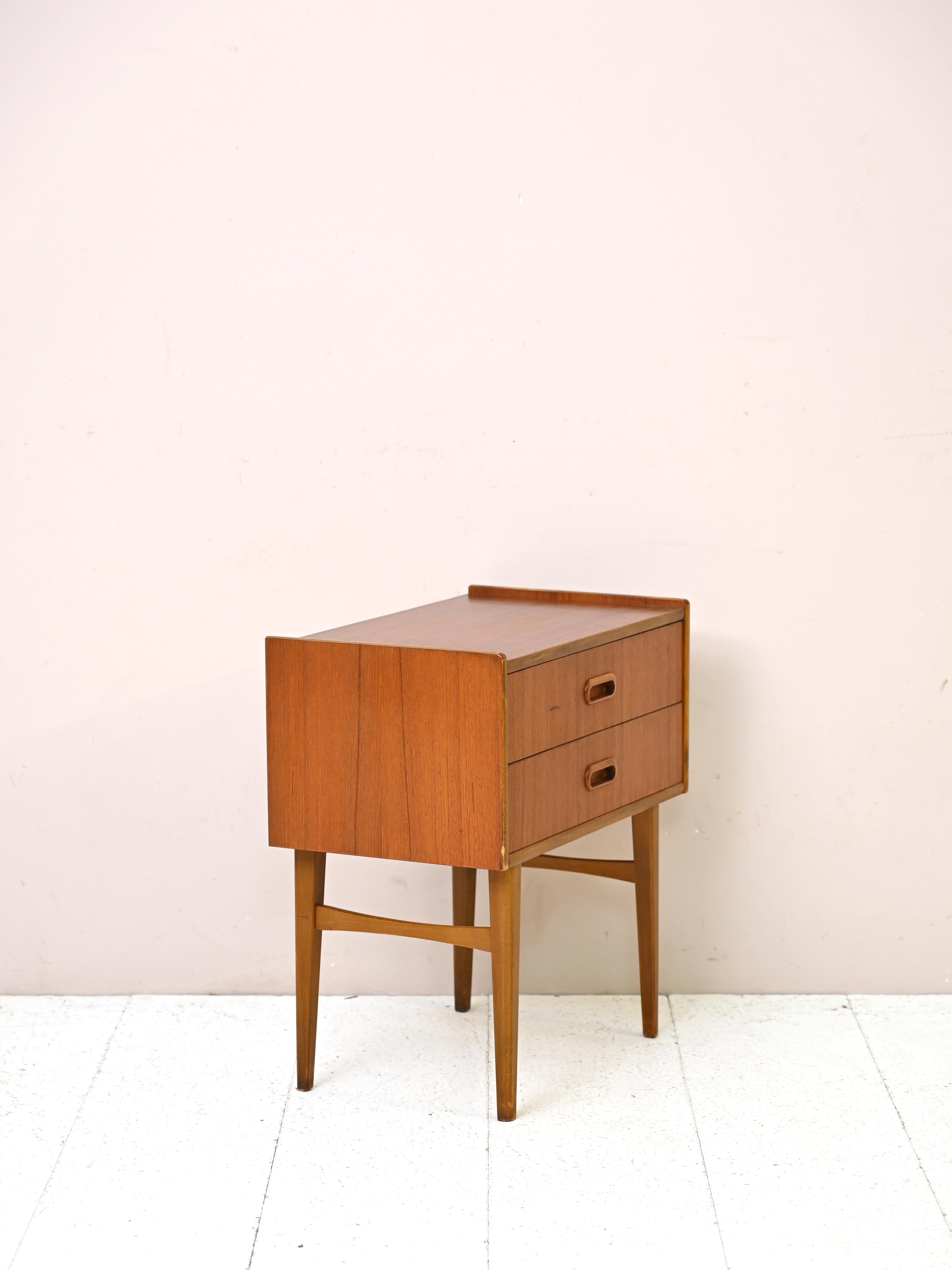 Teak nightstand with two drawers