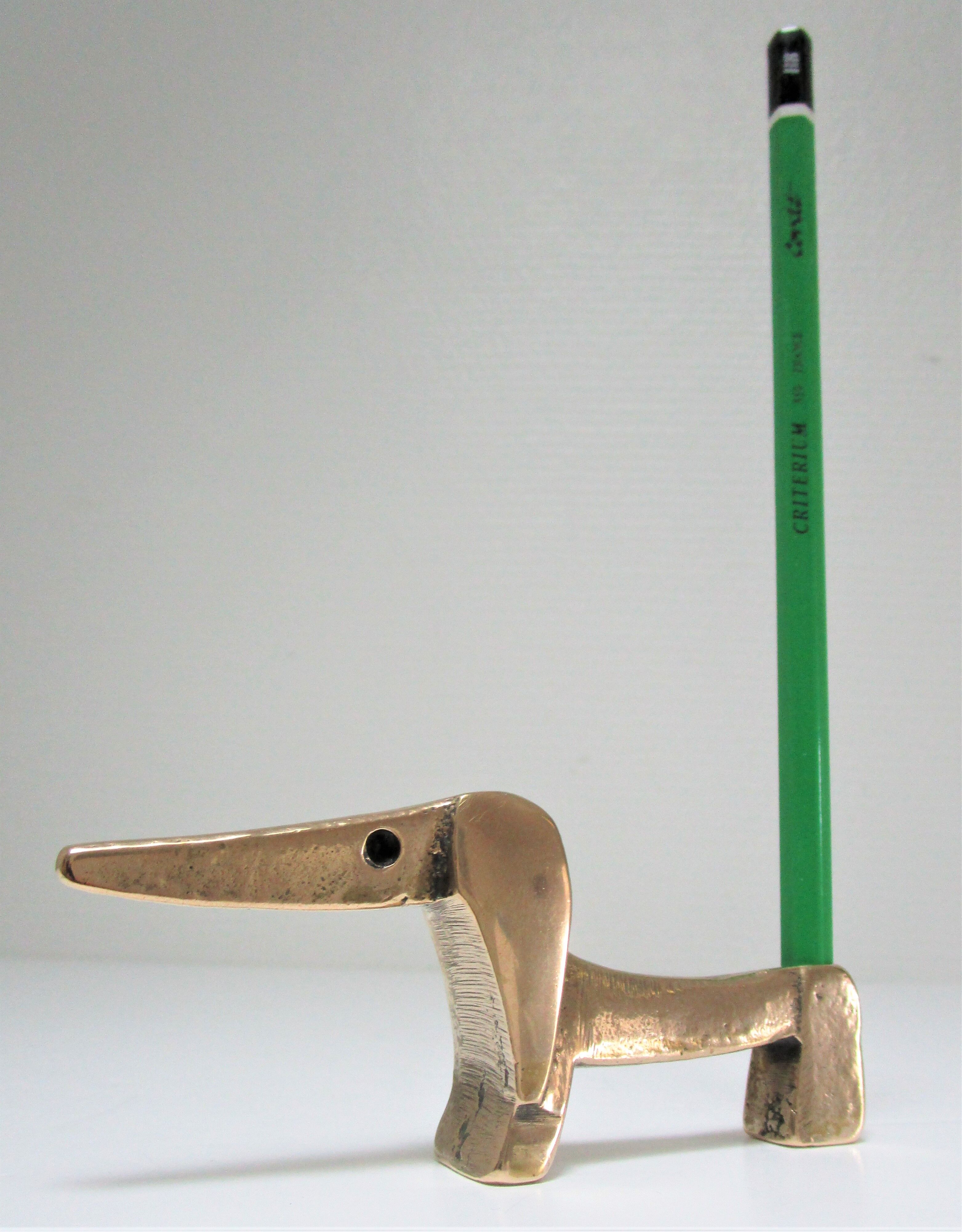 Dachshund bronze pen holder zoomorph design 60s