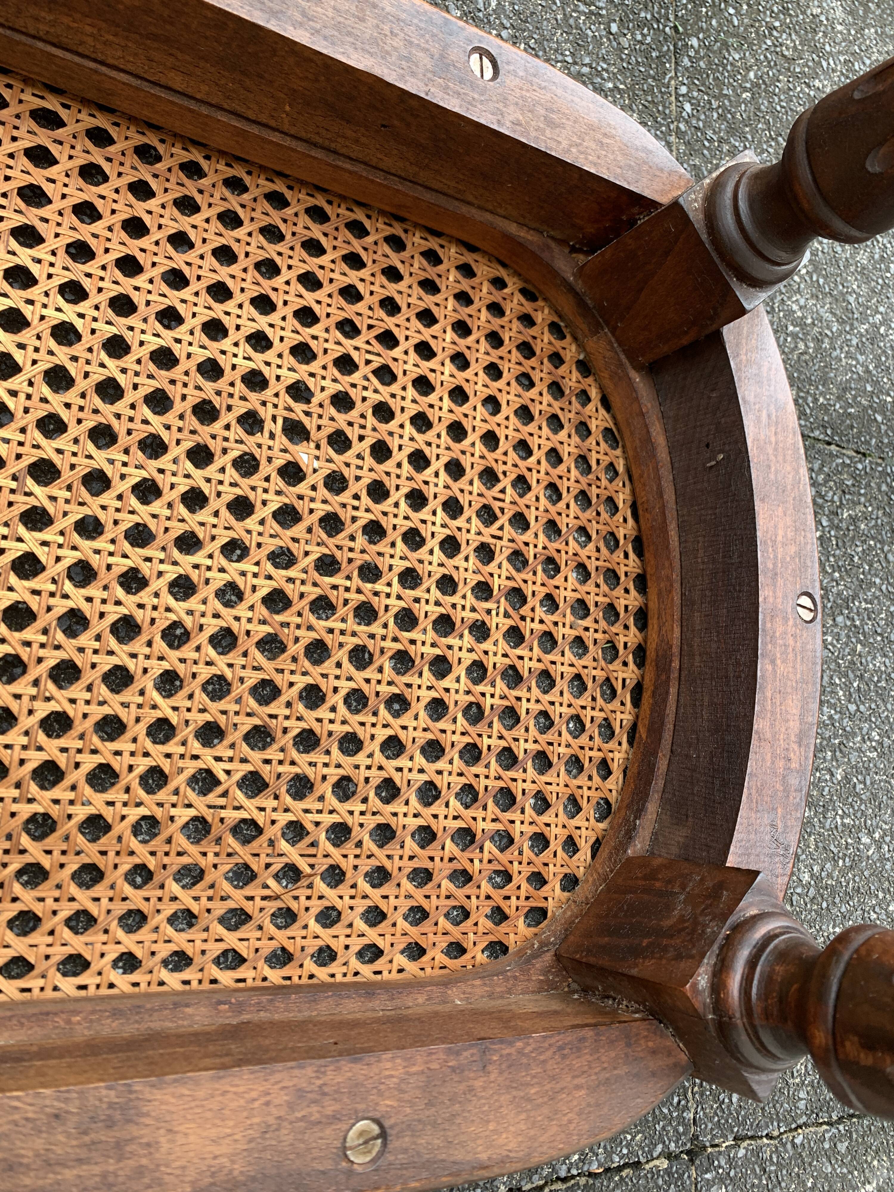 Old wooden bench and cannage, Louis XVI style