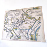 Old map of Strasbourg monuments and tram network