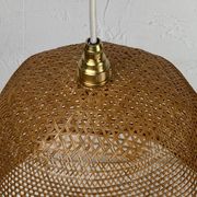 Beehive webbing rattan wicker pendant hanging lamp, 1930s