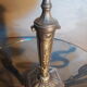 Lampe bronze  argenté 1900 art nouveau avec son abat jour   electricité  norme CE