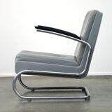 Vintage grey cow leather bauhaus design armchair by Ahrend de Cirkel