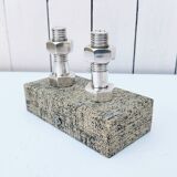 Salt shaker pepper mill silver metal bolt. vintage