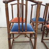 6 bamboo leather chairs 1980