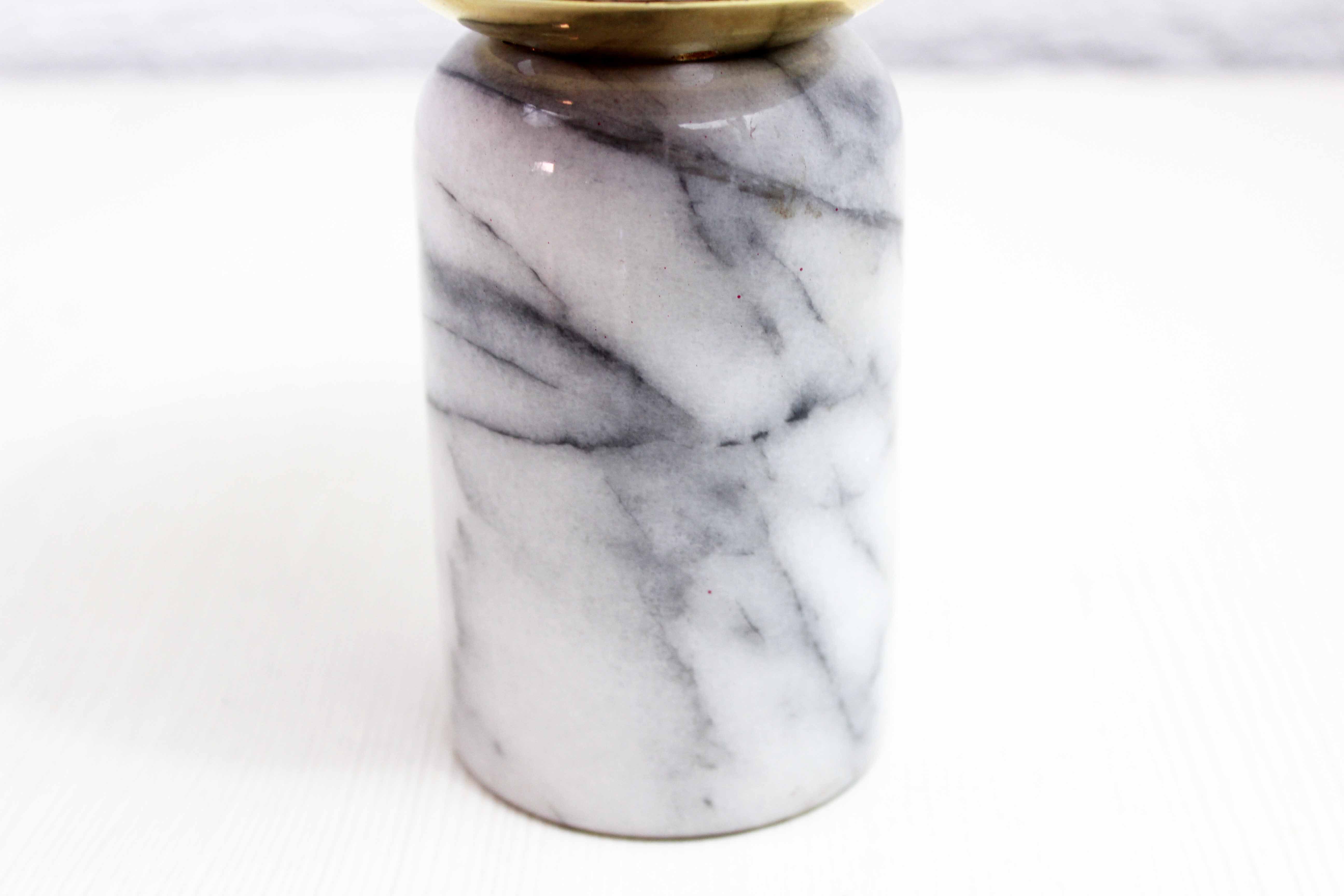 Table lamp in white marble and glass