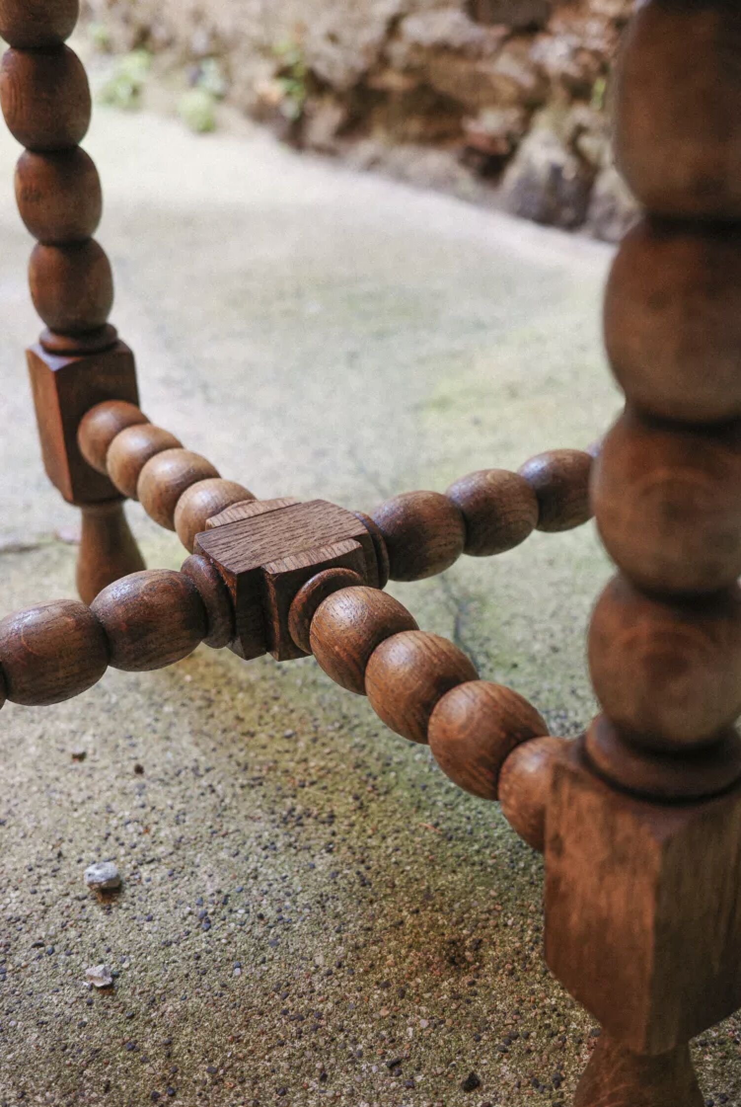 Table with ball legs in turned wood