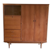 Armoire en bois massif et placage chêne - mid. XXème