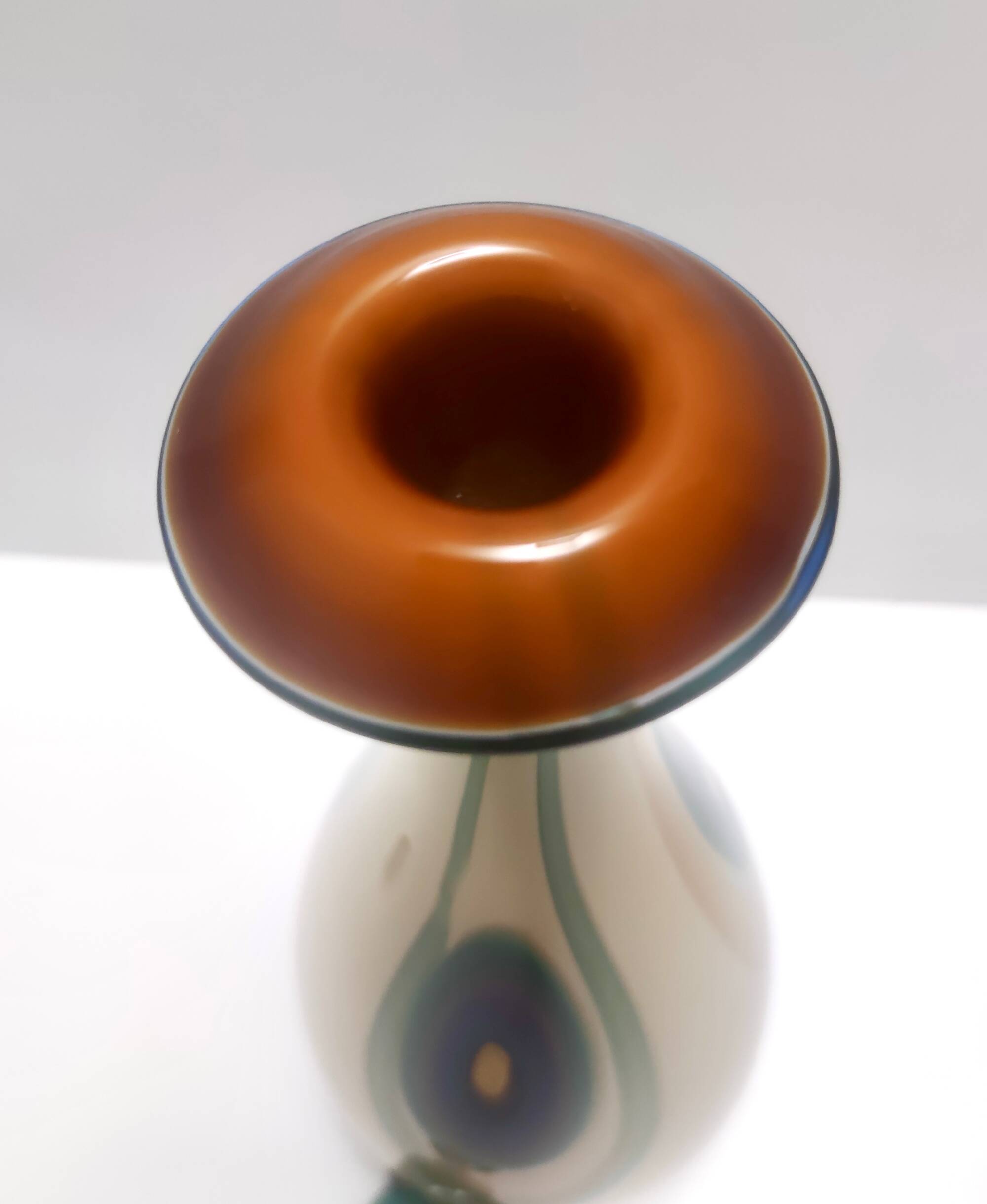 Beige Encased and Hand-blown Glass Decanter Bottle, Italy