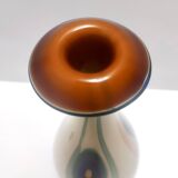 Beige Encased and Hand-blown Glass Decanter Bottle, Italy