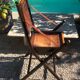 Fauteuil paquebot pliant cuir et bois 1930