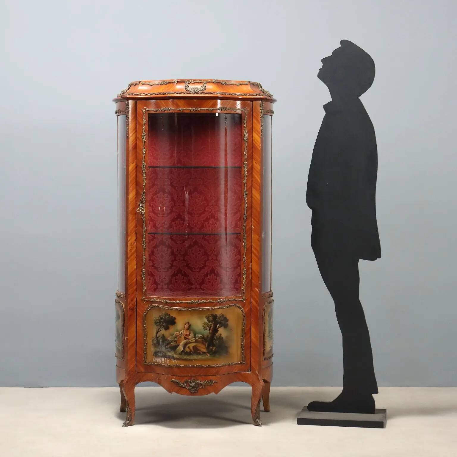 Antique rosewood display cabinet, baroque style, Italy, 20th century.