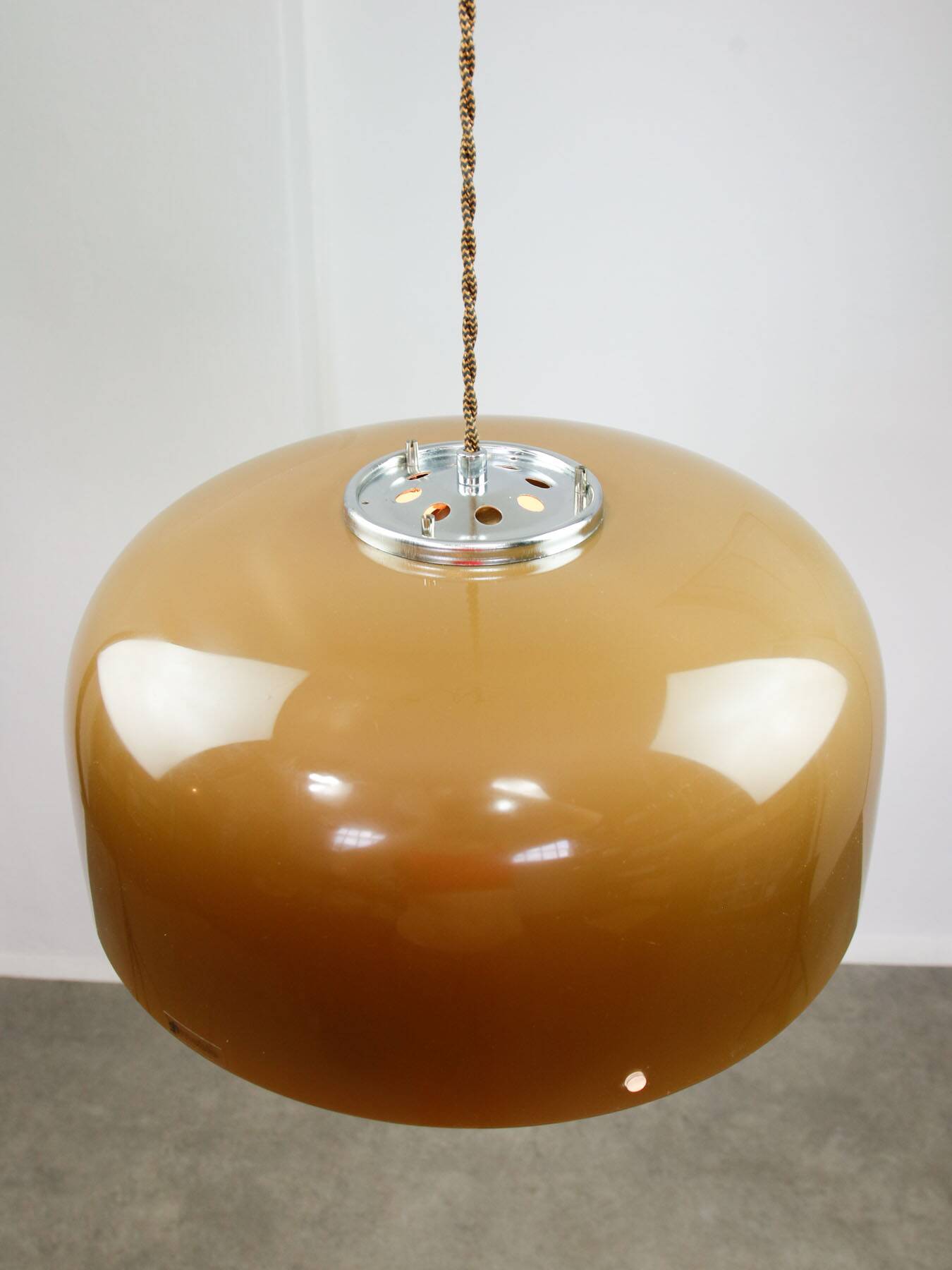 Space Age Brown Pendant Lamp from Guzzini, 1960s