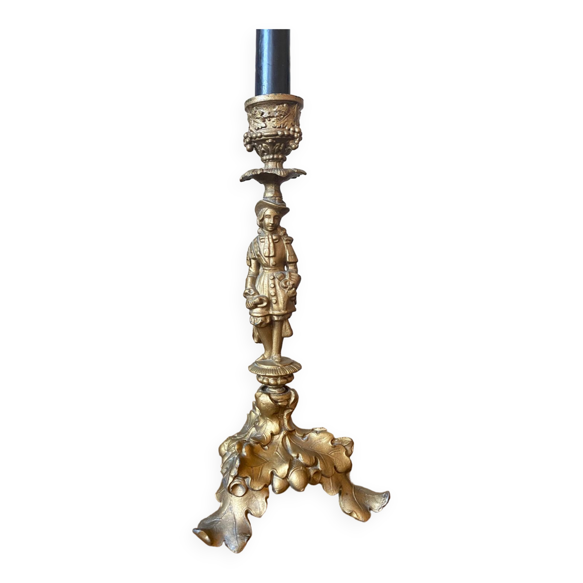 Late 19th century spelter candle holder