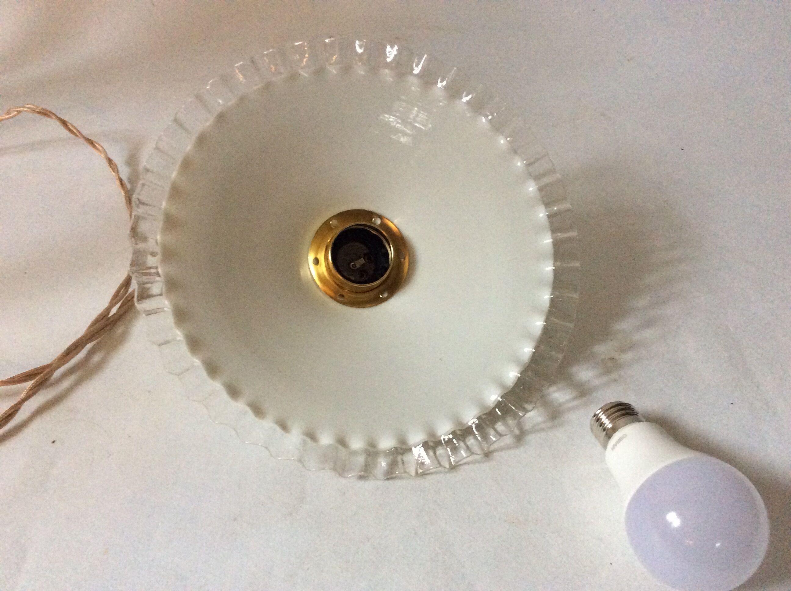 Vintage opaline pendant light