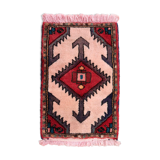 Vintage persian carpet hamadan handmade 42cm x 60cm 1970s