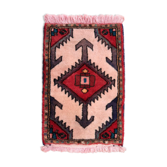 Vintage persian carpet hamadan handmade 42cm x 60cm 1970s