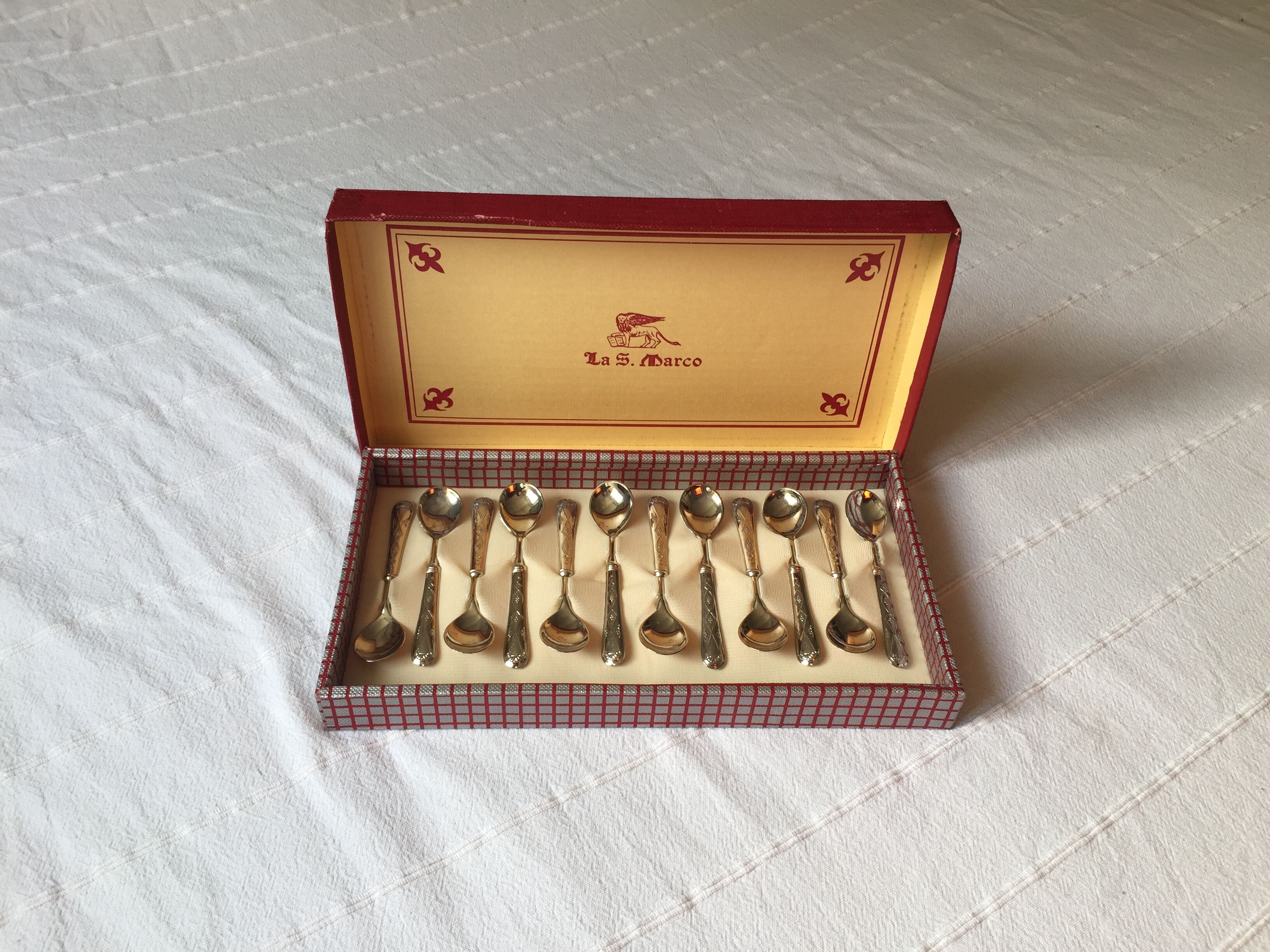 12 spoons la san marco, silver metal, case