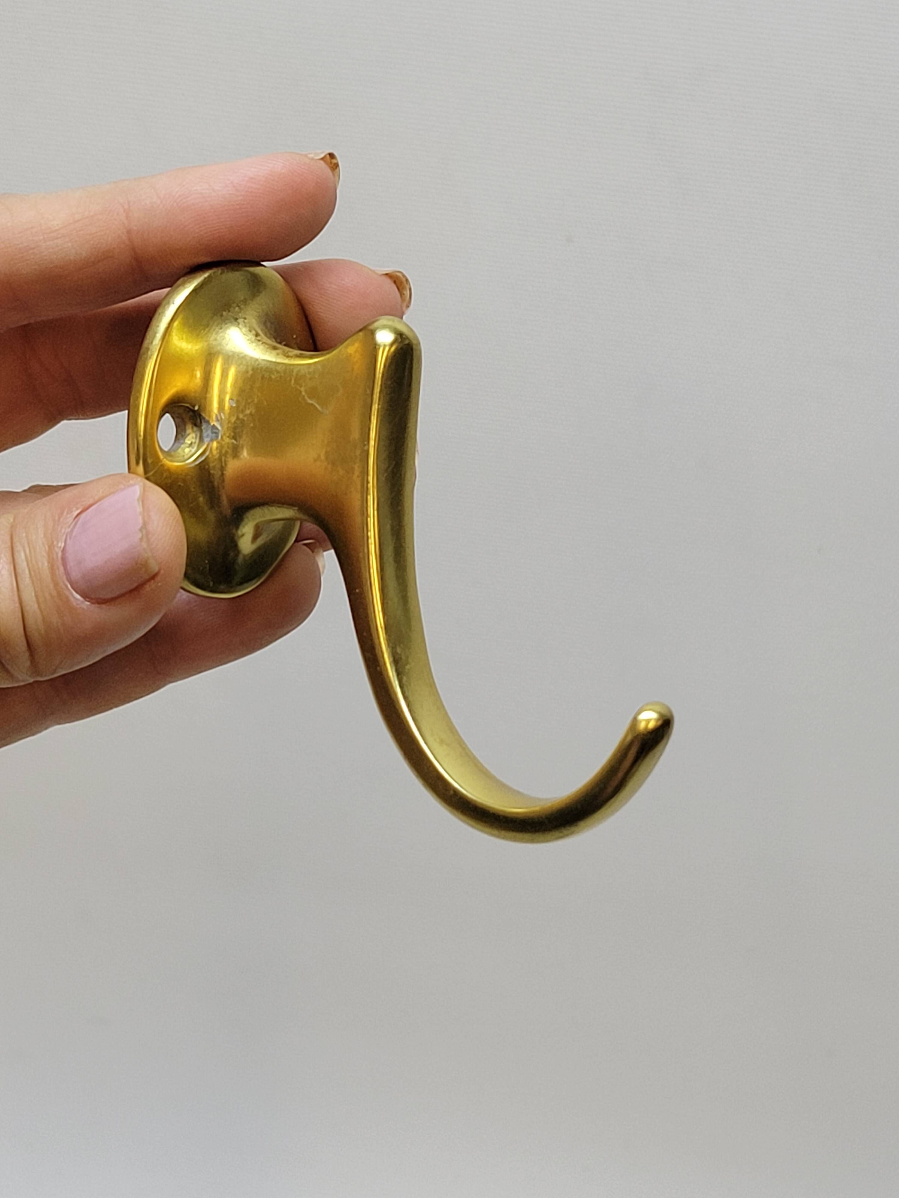 Gold-Colored Anodized Aluminum Coat Hooks, 1950s, Set of 2