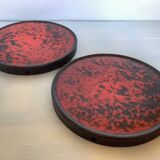 Pair of red speckled ceramic trivets