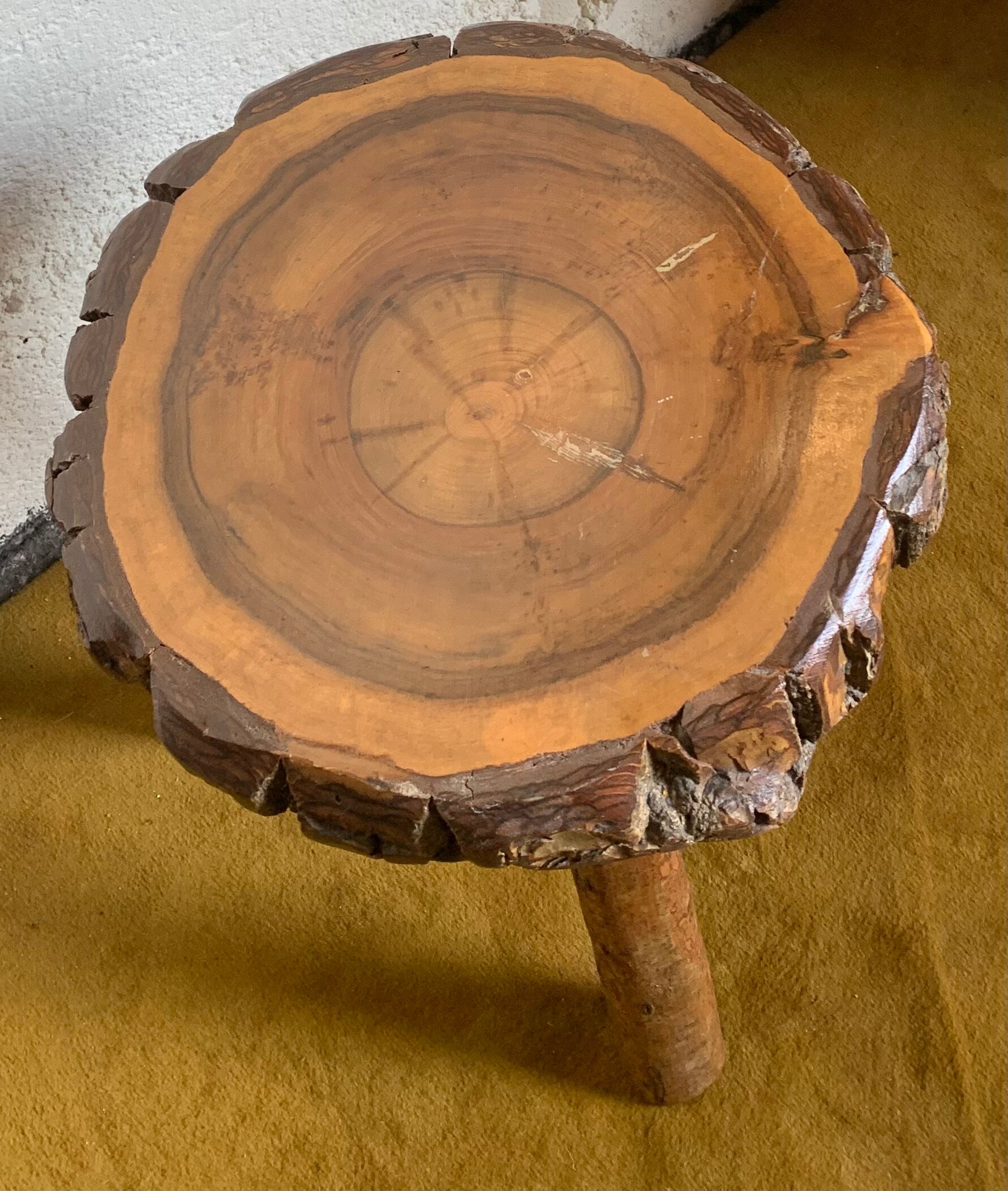 Brutalist wooden tripod stool