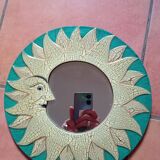 Miroir soleil en bois (jaune & vert)