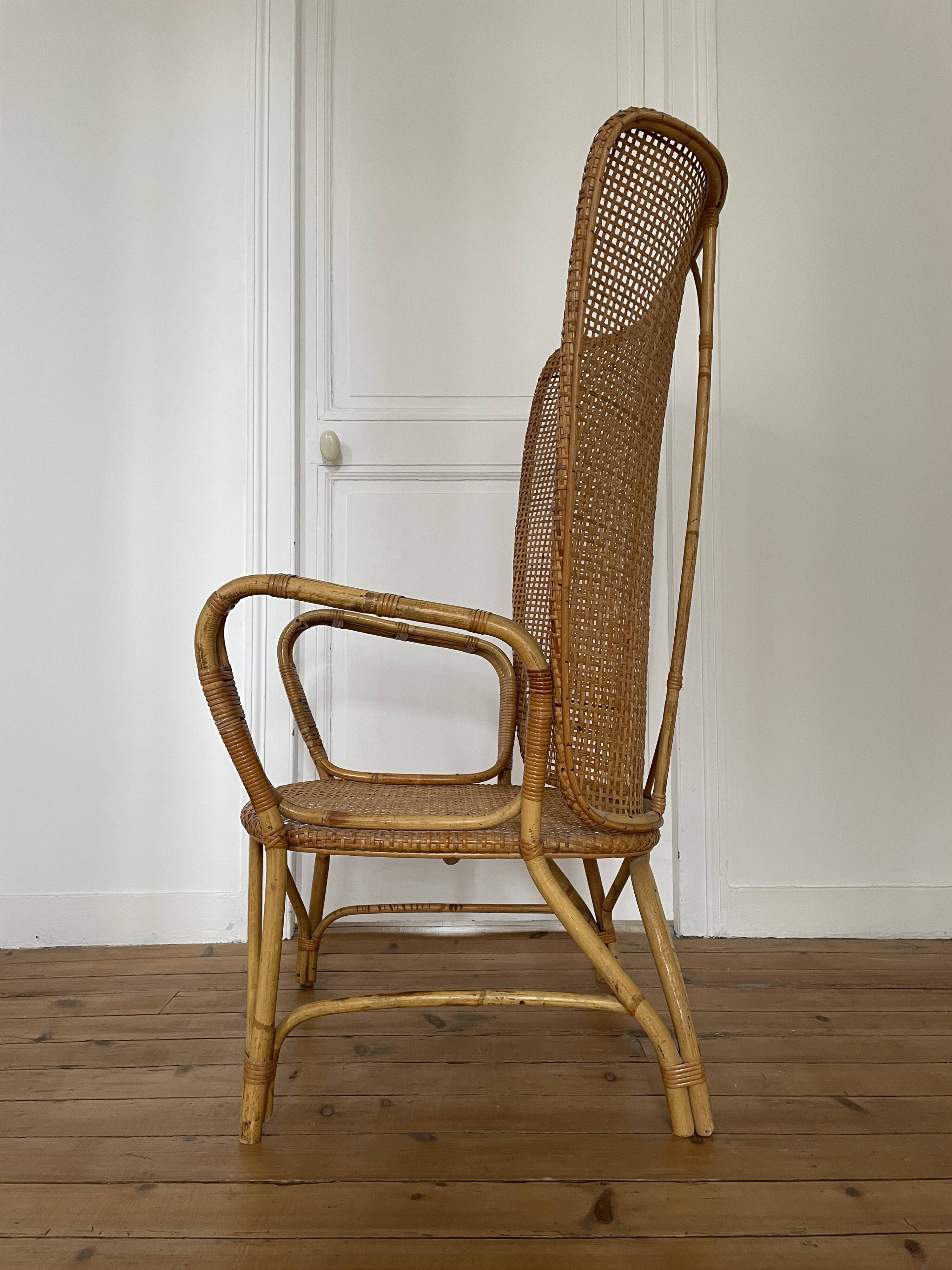 Vintage rattan and canning armchair