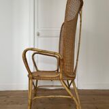 Vintage rattan and canning armchair