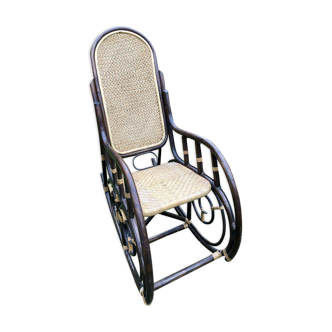 Rocking-chair rotin et cannage