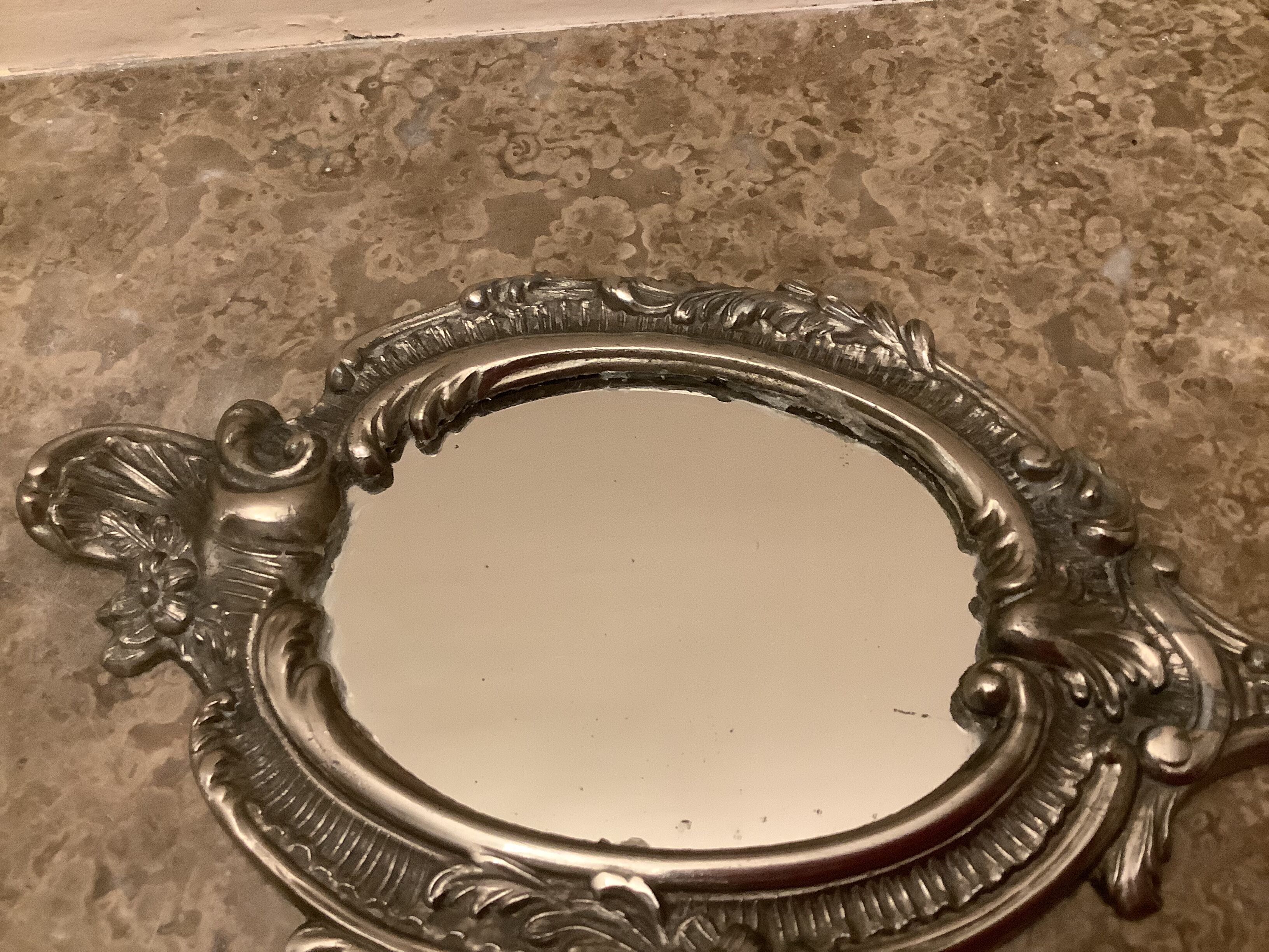 Silver hand mirror made in Belgium