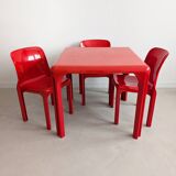 Ensemble de salle à manger rouge « Selene » par Vico Magistretti pour Artemide, années 1960