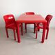 Ensemble de salle à manger rouge « Selene » par Vico Magistretti pour Artemide, années 1960