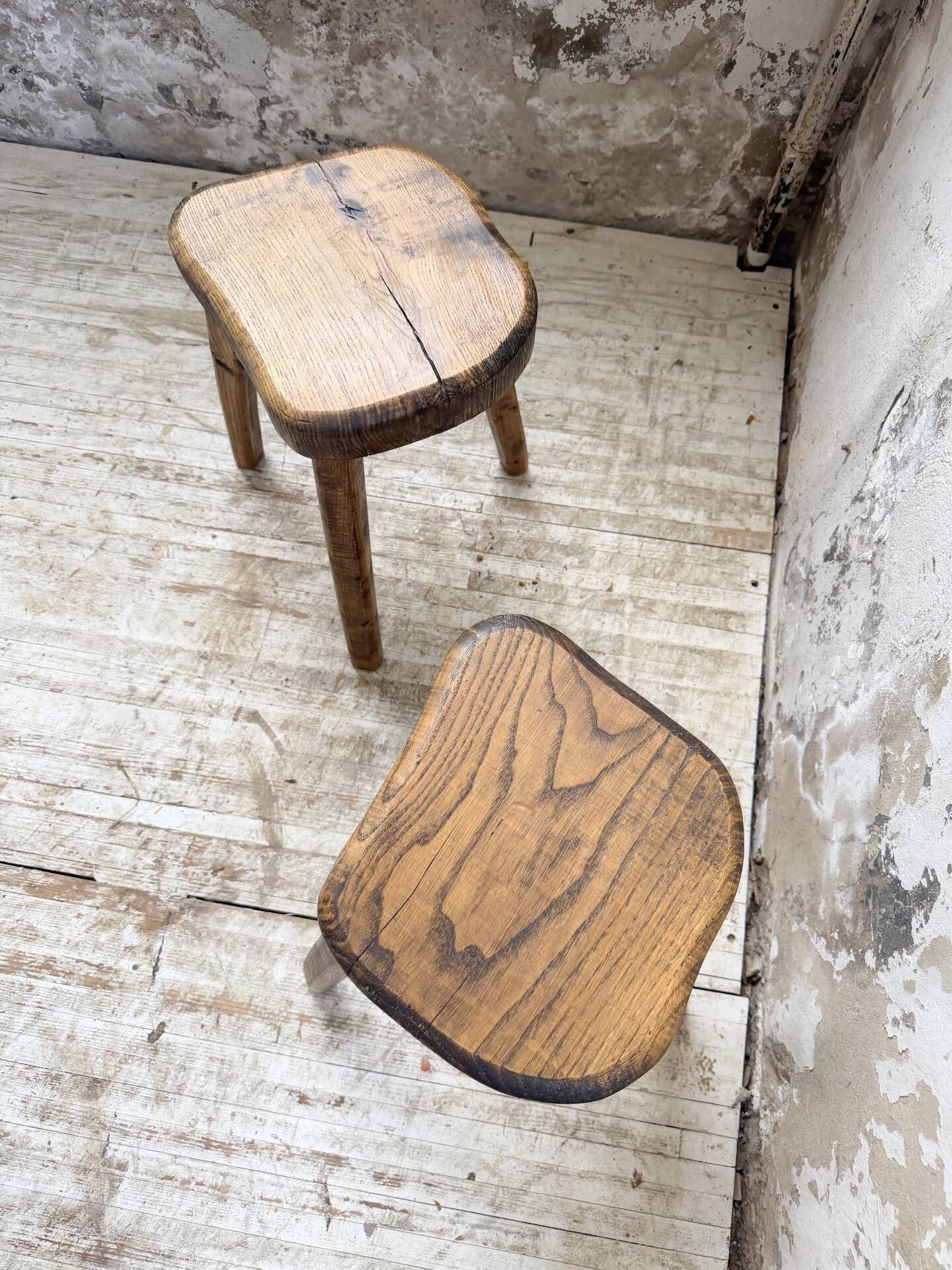 Paire de tabourets Henri Bataille chêne