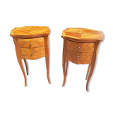 Pair of bedside tables 2 drawers Louis XV style