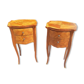 Pair of bedside tables 2 drawers Louis XV style