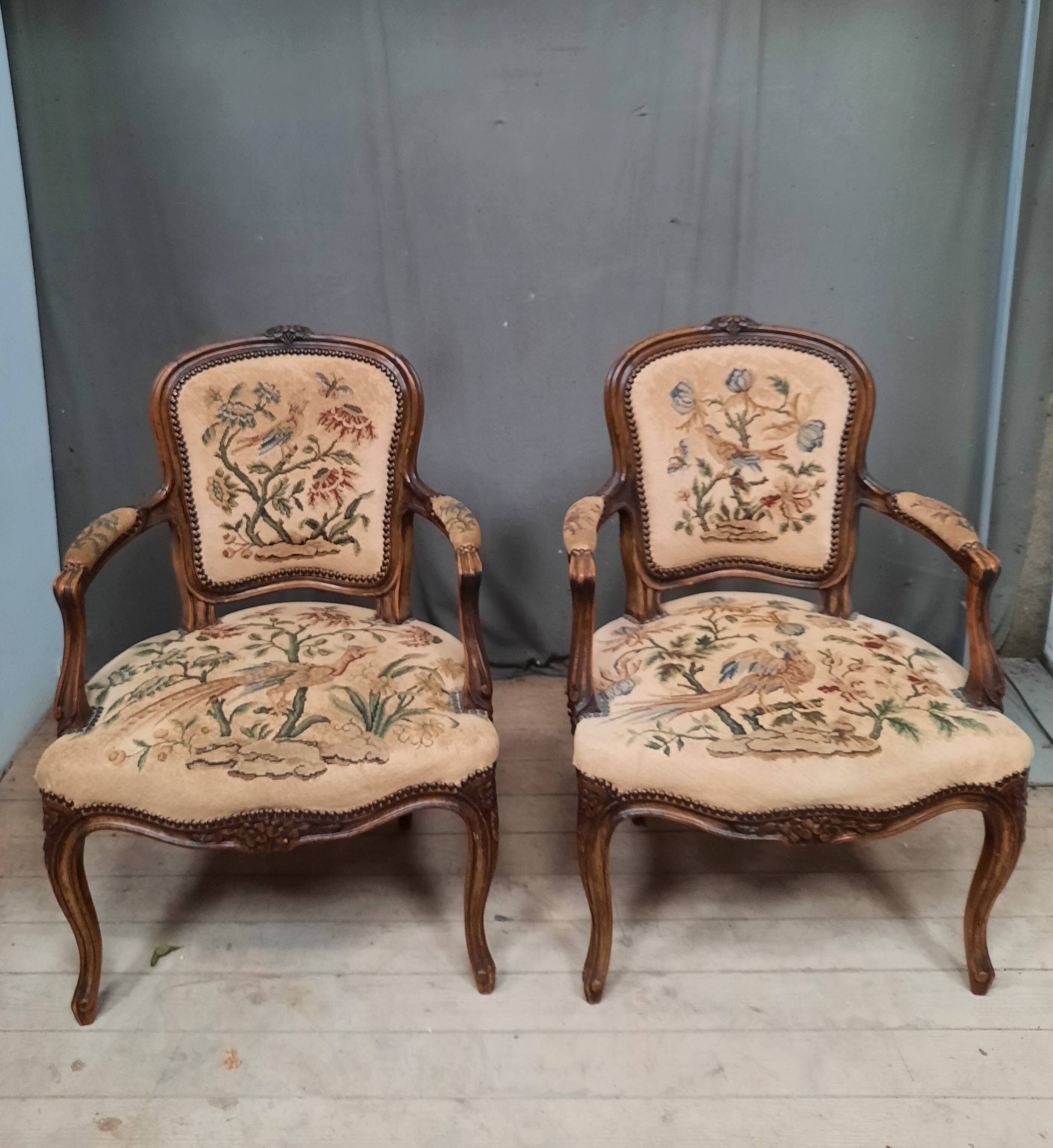 Pair of Louis XV style canriolet