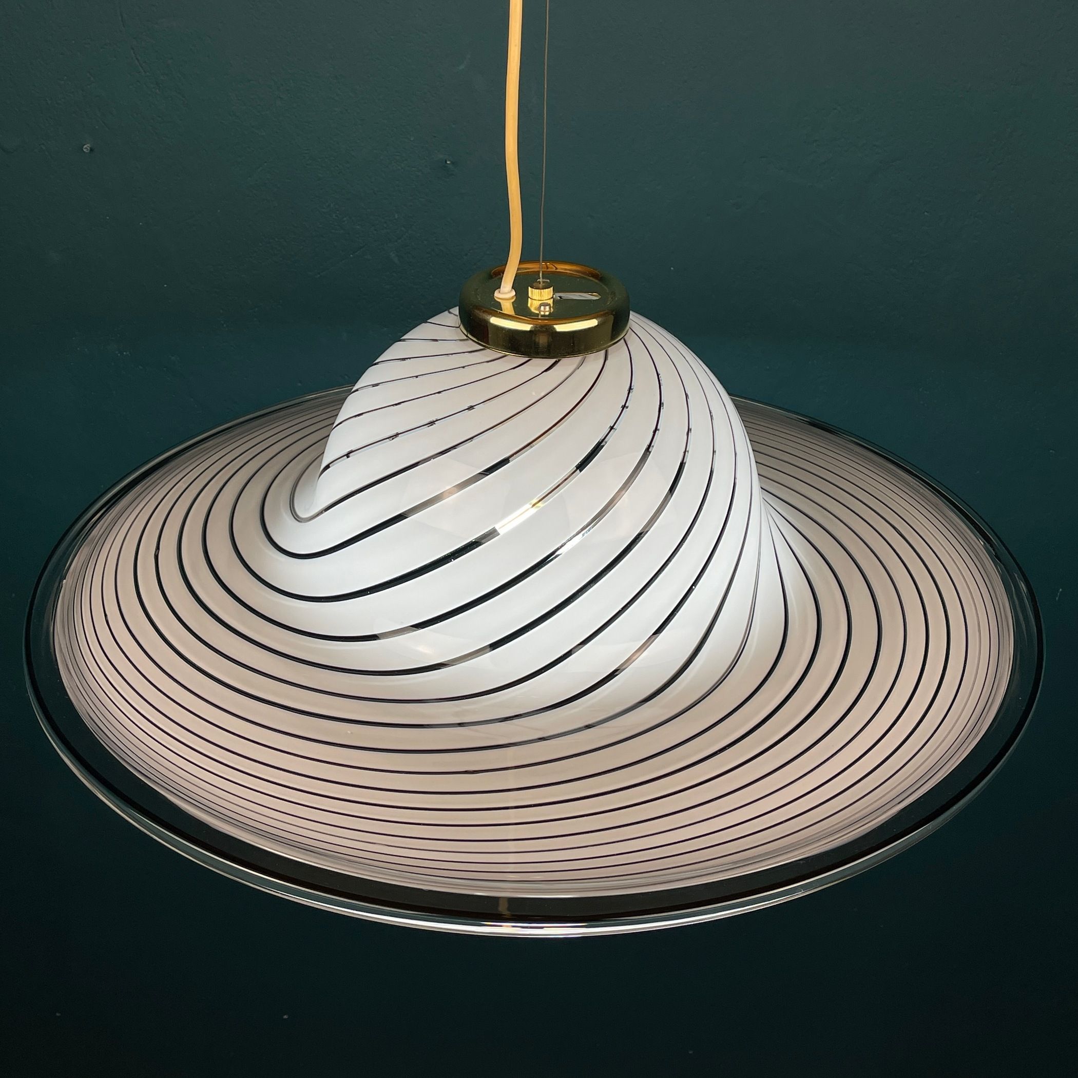 Classic swirl Murano glass pendant lamp Italy 1970s
