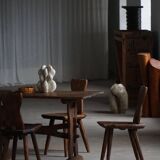 Mid-century Swedish ensemble, set of 4 "Sports Cabin" chairs handmade in pine, 1940s.